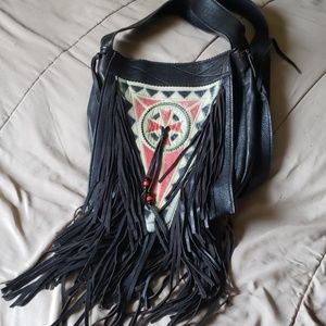 Artist original shoulder bag with fringe